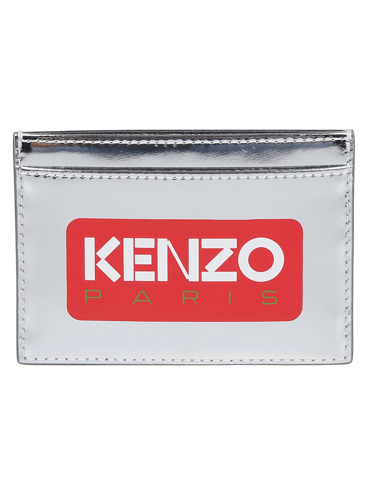 Shop Kenzo Paris Logo-printed Cardholder In Argento