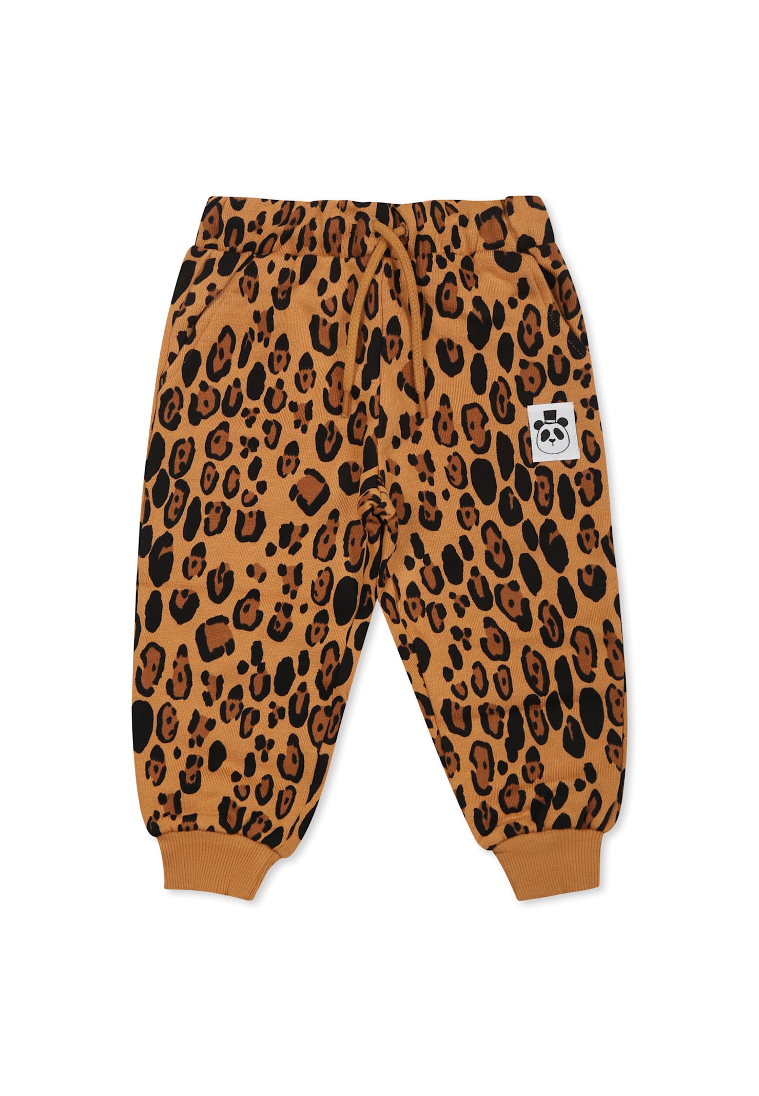 Shop Mini Rodini Beige Trousers For Babykids With Spotted Print