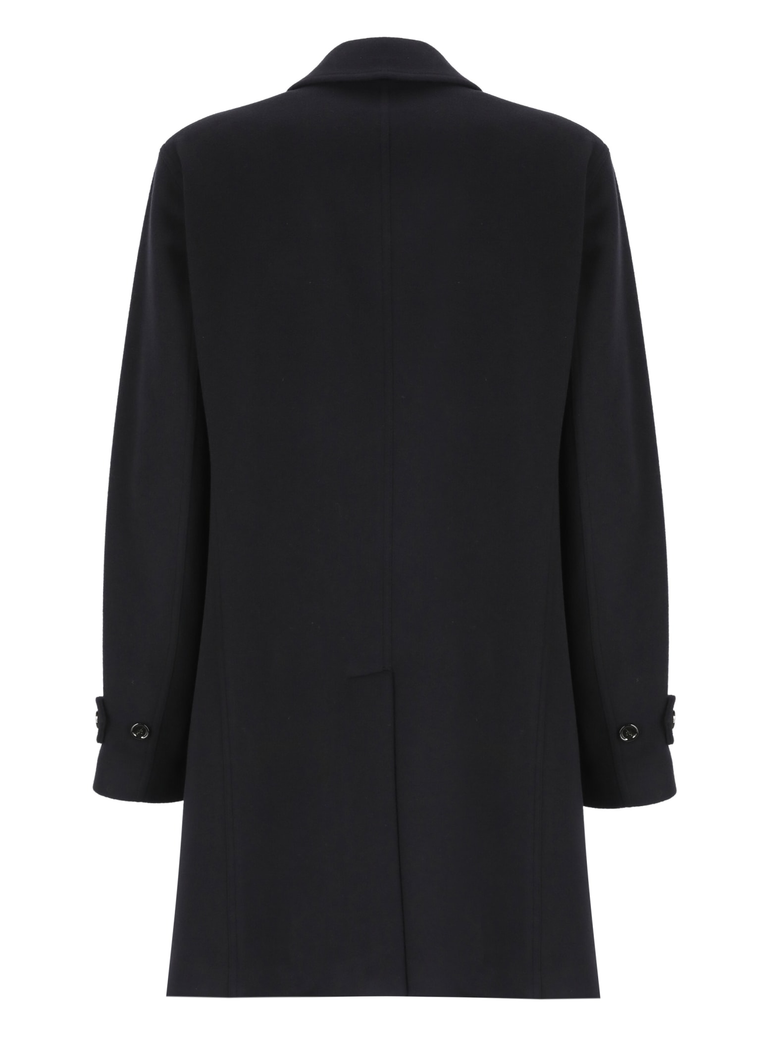 Shop Lardini Wool Coat In Black