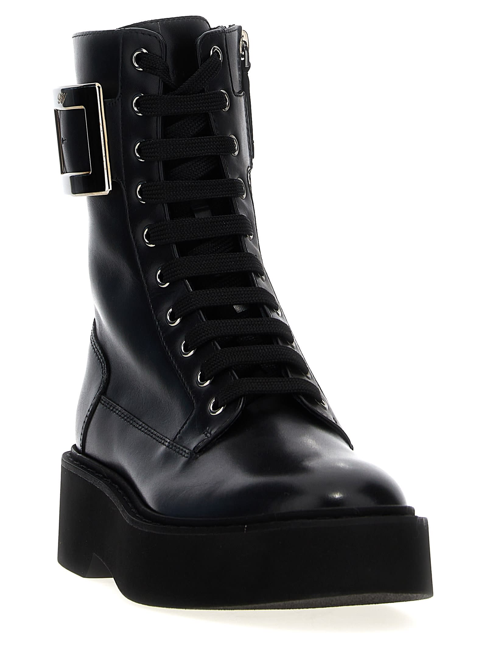 Shop Roger Vivier Viv Rangers Ankle Boots In Black