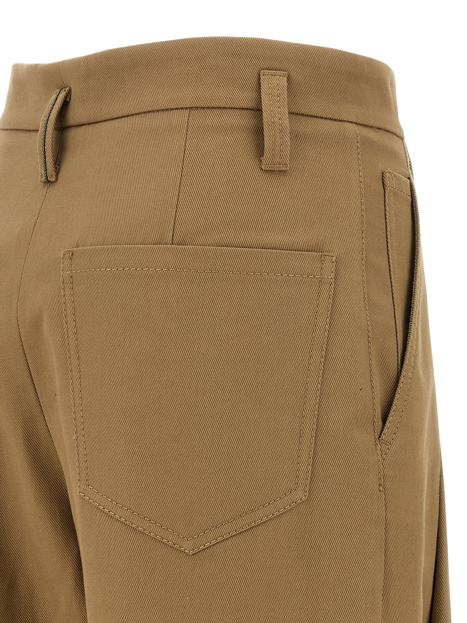 Brunello Cucinelli Trousers With Front Pleats And Wide Leg In Brown