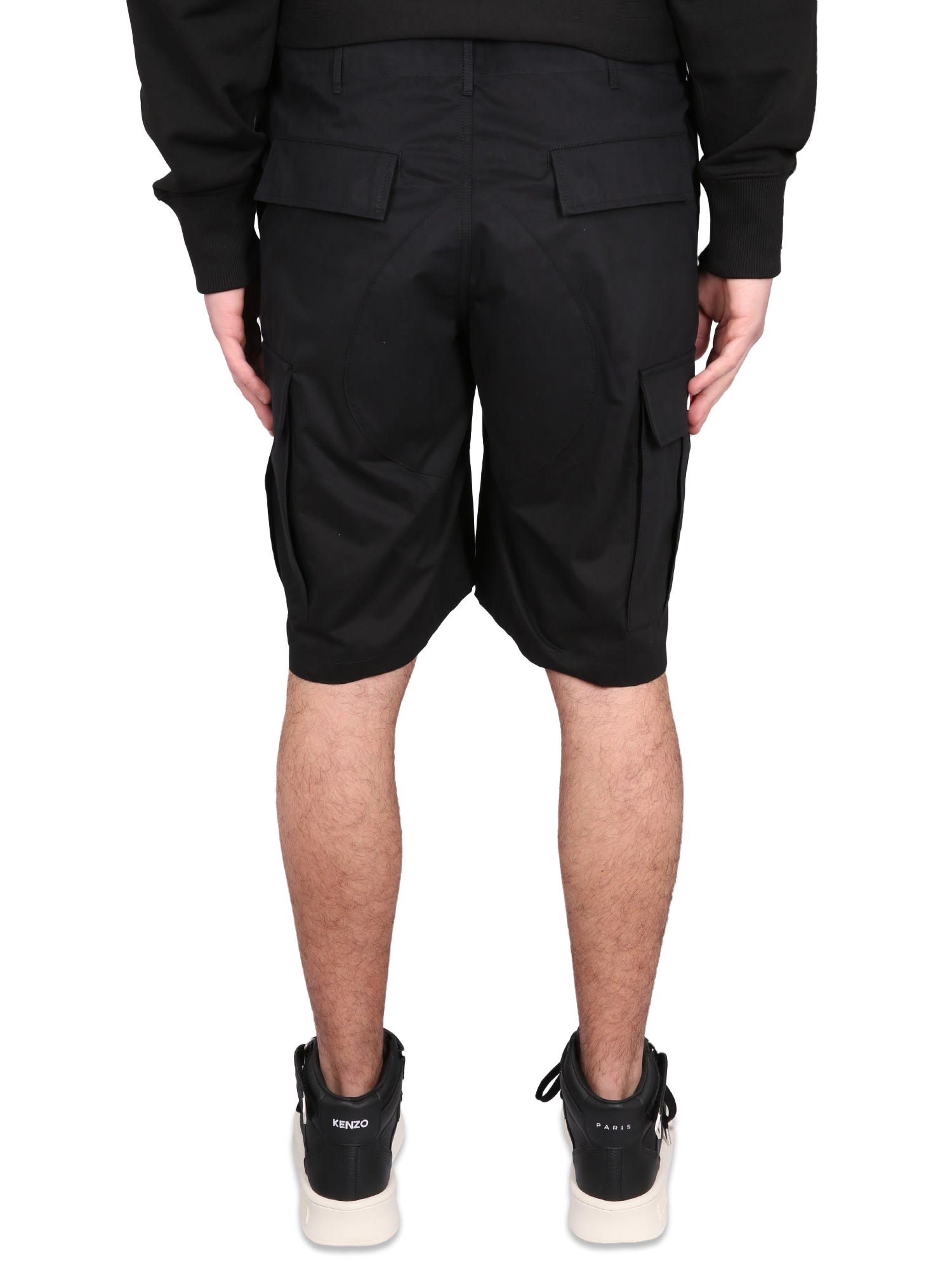 Shop Kenzo Cargo Shorts In Black