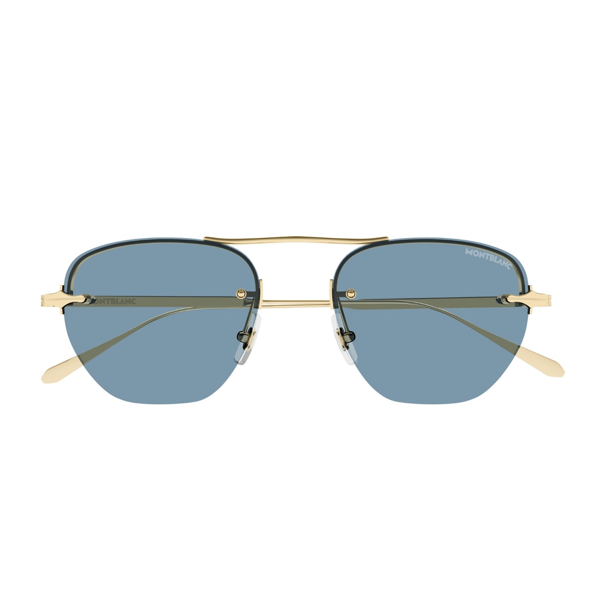 Montblanc Mb0404s Linea Nib 004 Gold Blue Sunglasses In Gold