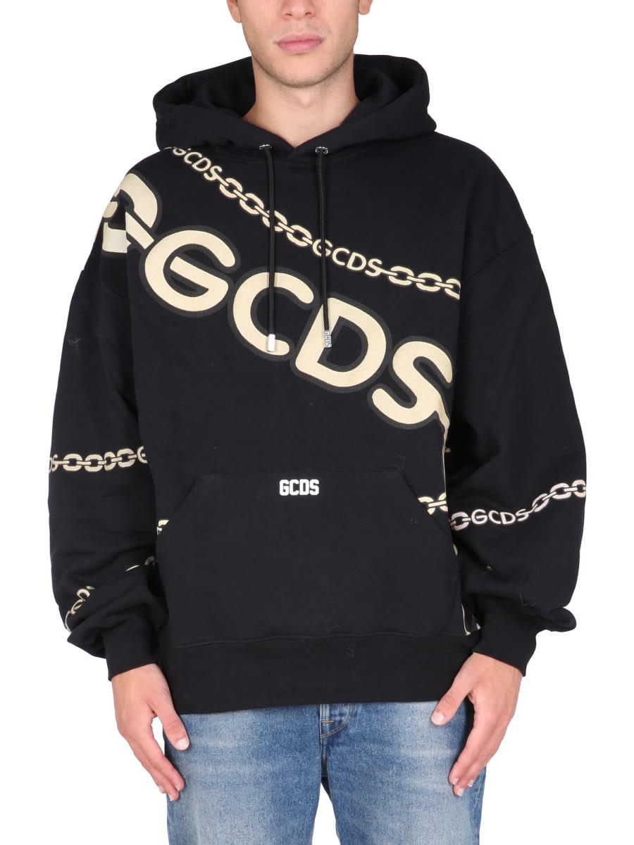 Shop Gcds Chain Sweatshirt In Black