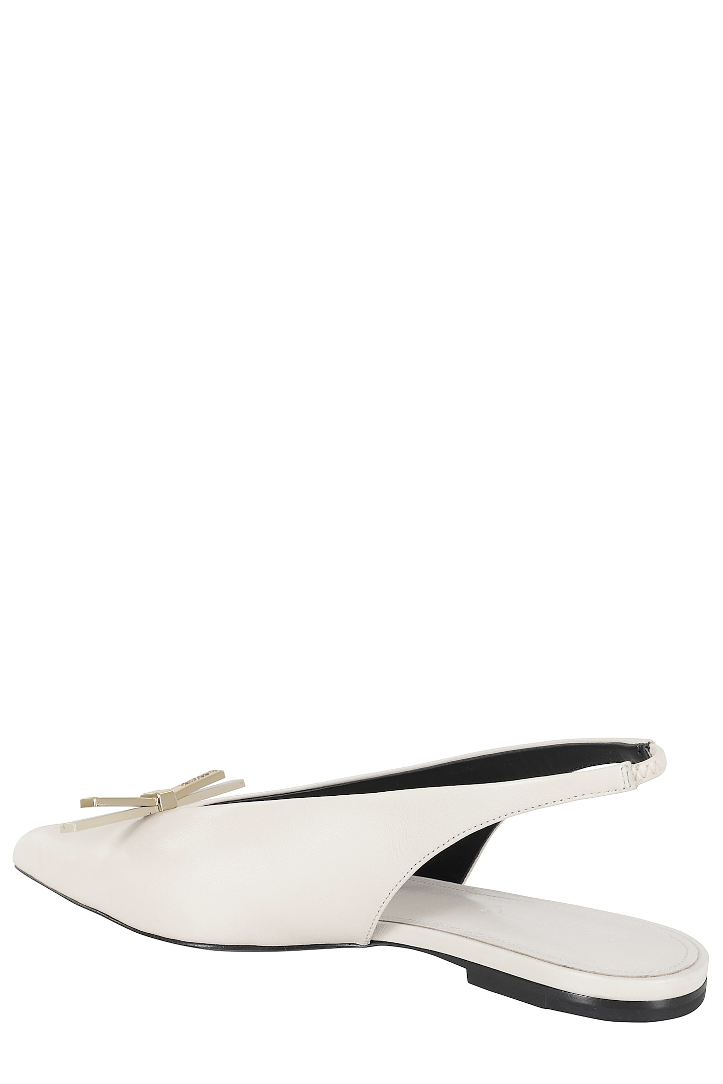 Lanvin Bow Flat Slingback In Light Beige