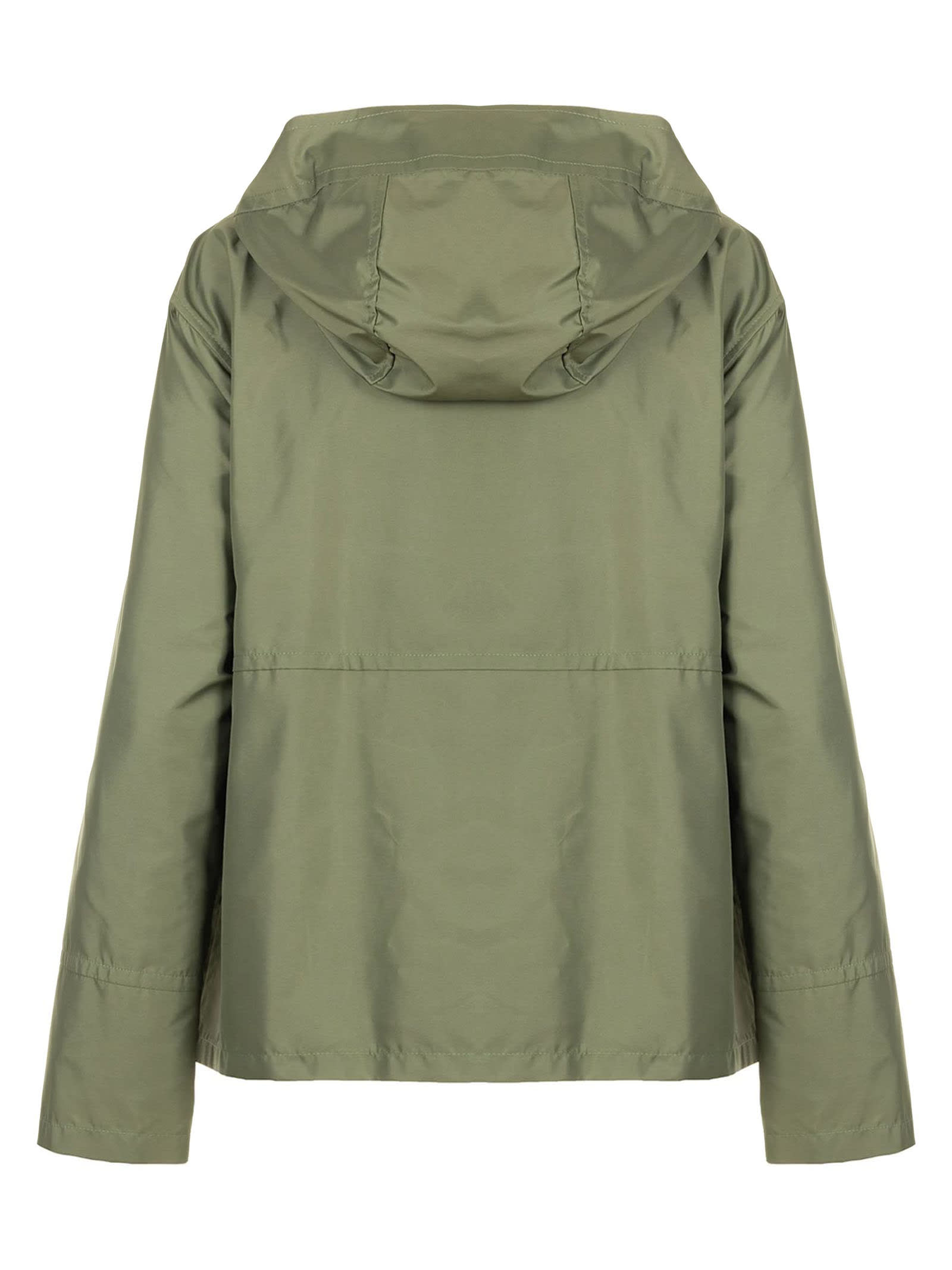 Fay Short Water-repellent Parka With Iconic Gancio In Green
