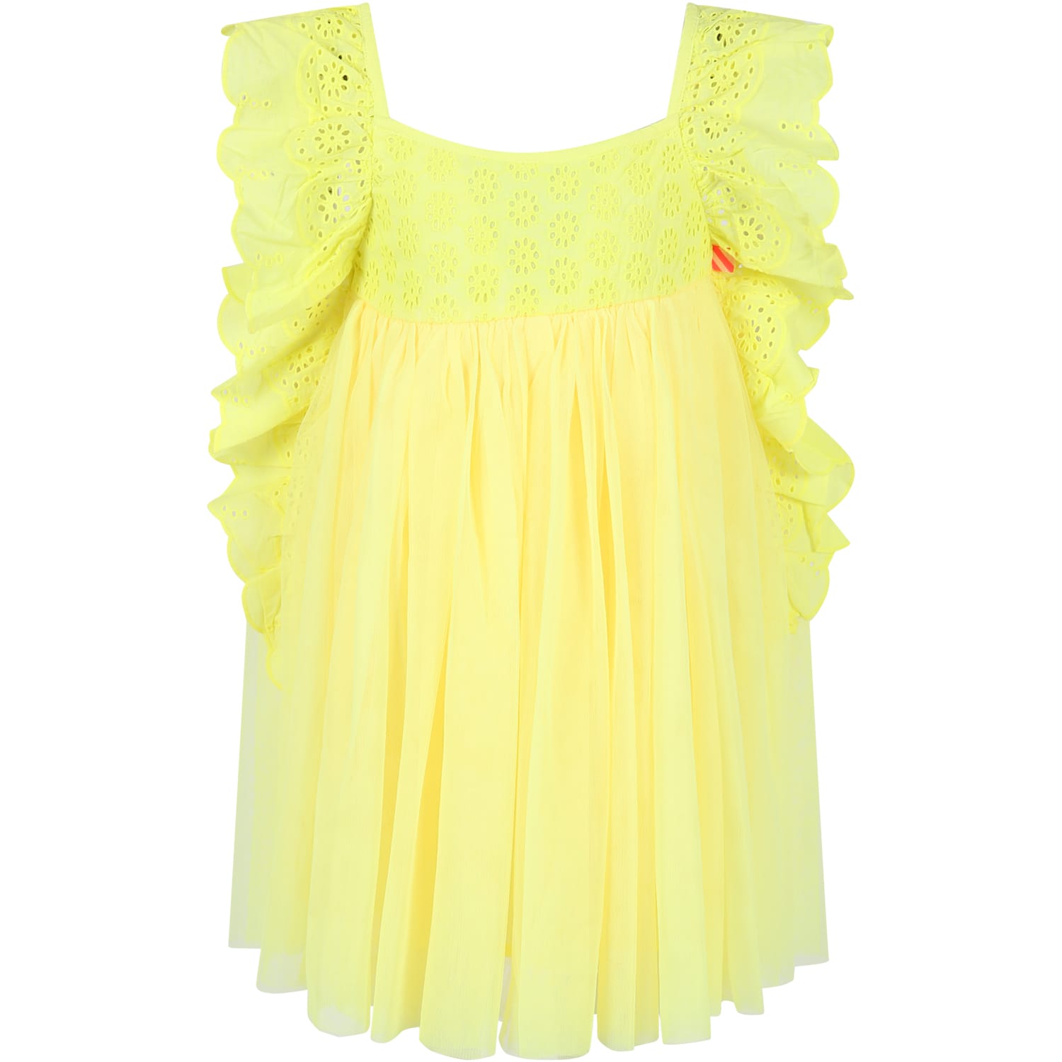 Billieblush Kids' Yellow Dress For Girl With Flowers In Giallo Limone