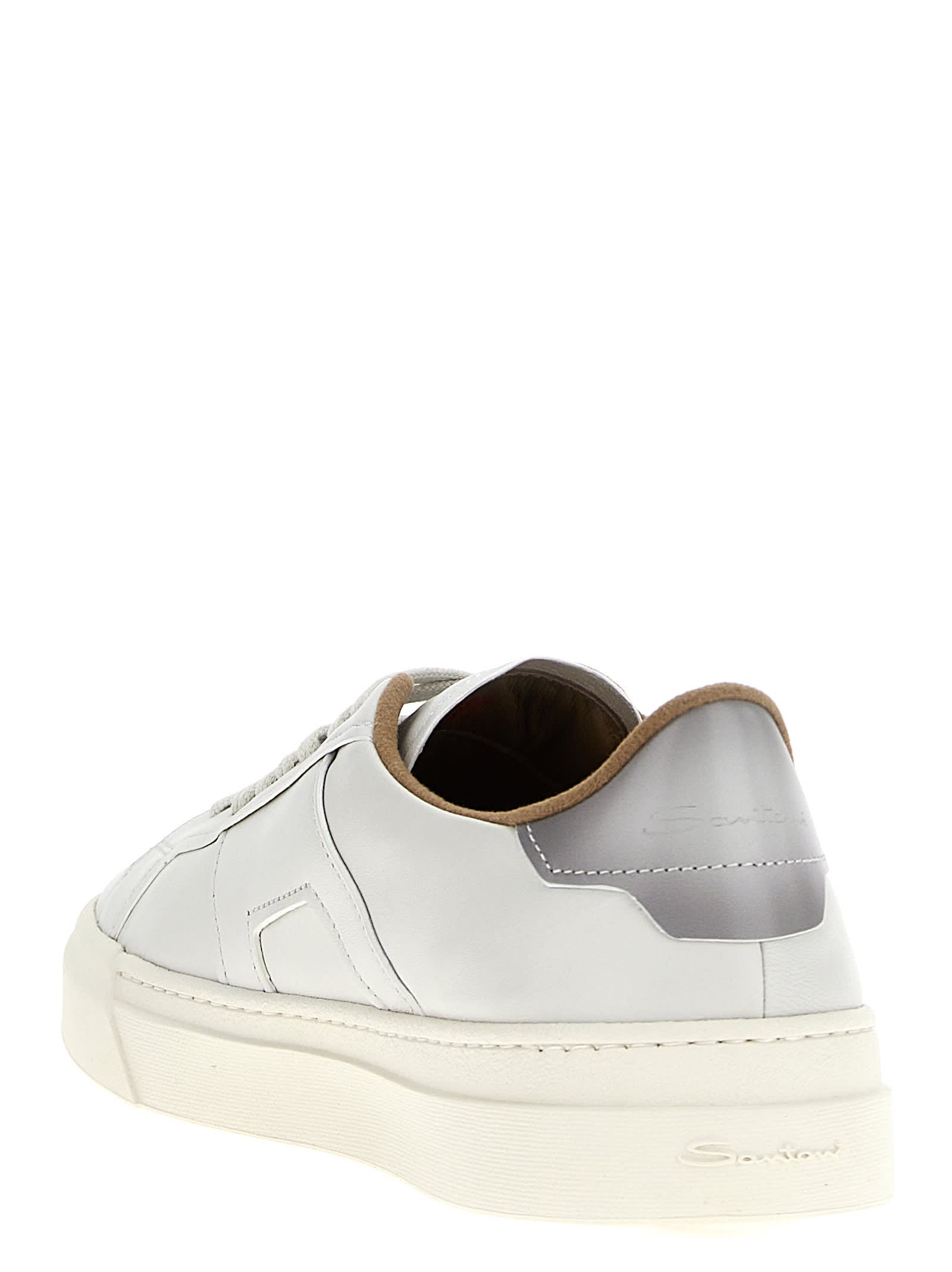 Shop Santoni Leather Sneakers In Gray