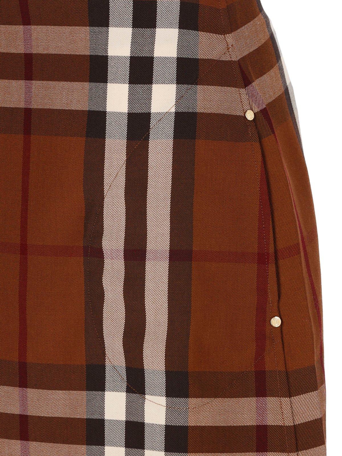 Shop Burberry Check Jacquard Mini Skirt In Brown