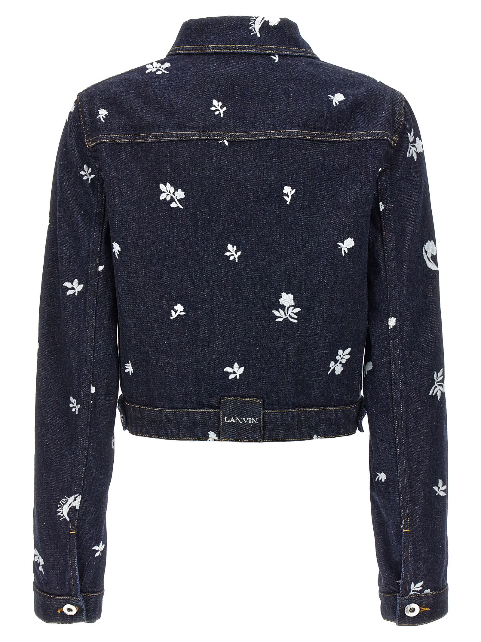 Shop Lanvin Floral Embroidery Jacket In Blue