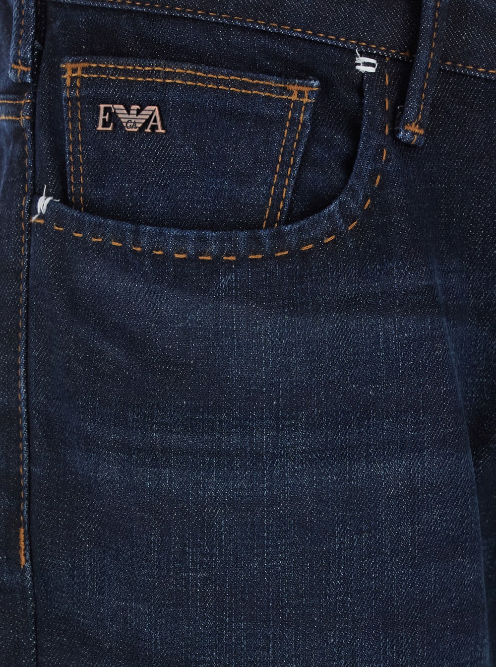 Shop Emporio Armani Blue Five Pocket Jeans With Logo Patch On The Back In Denim Man
