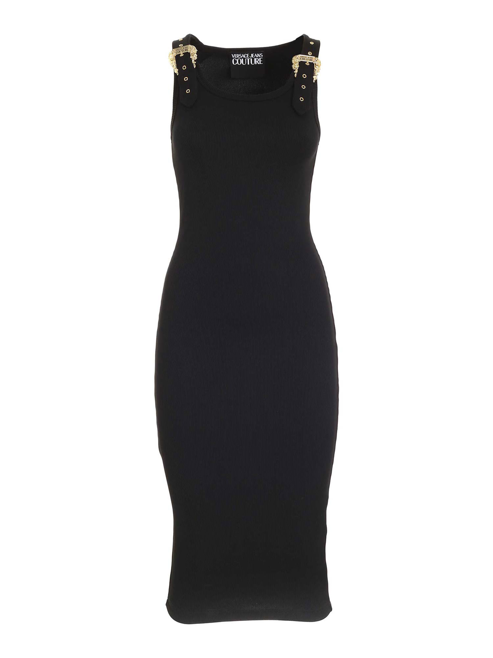 Versace Jeans Couture Baroque Buckle Dress In Black