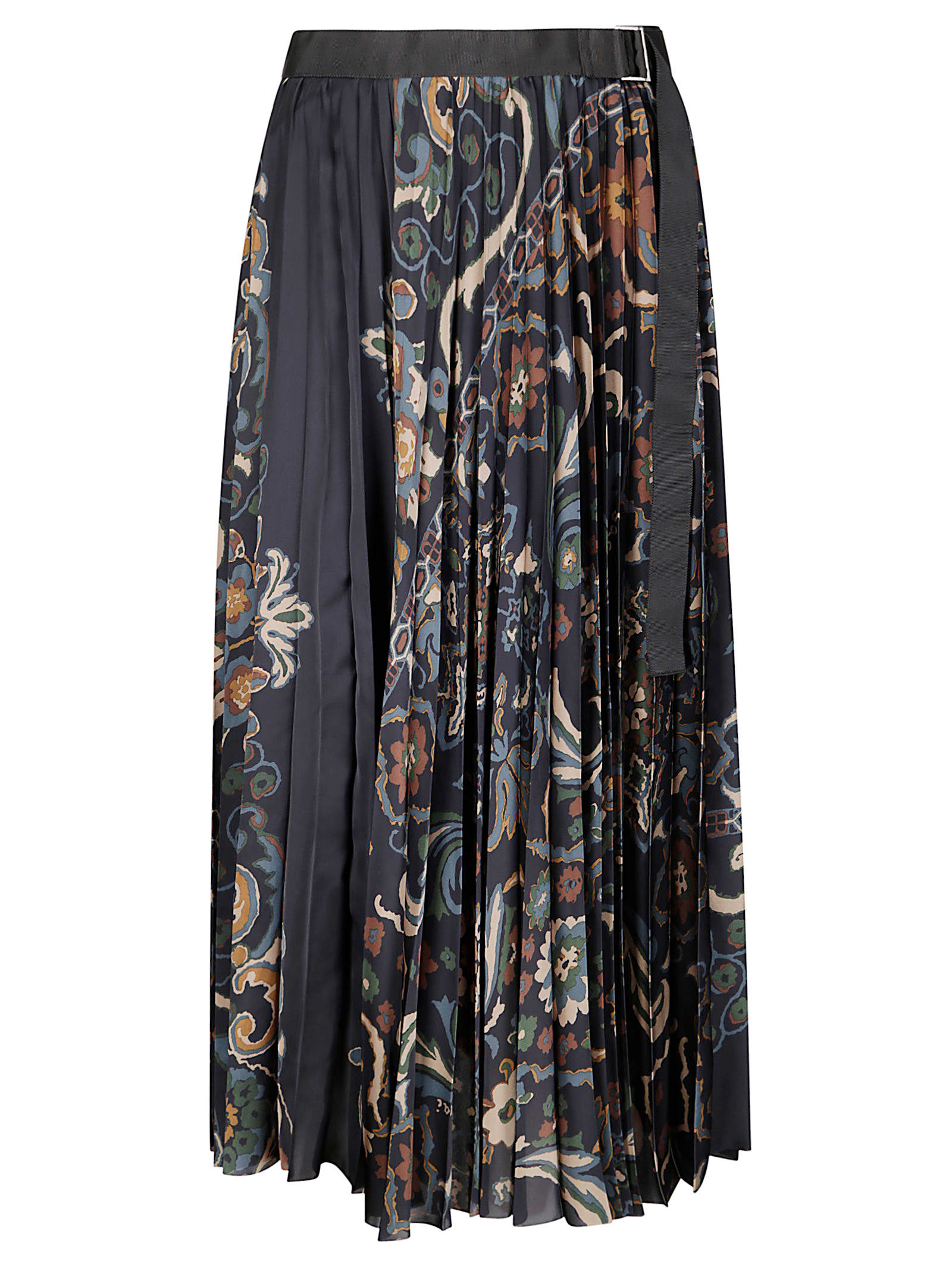 Sacai Floral Print Skirt In Blue
