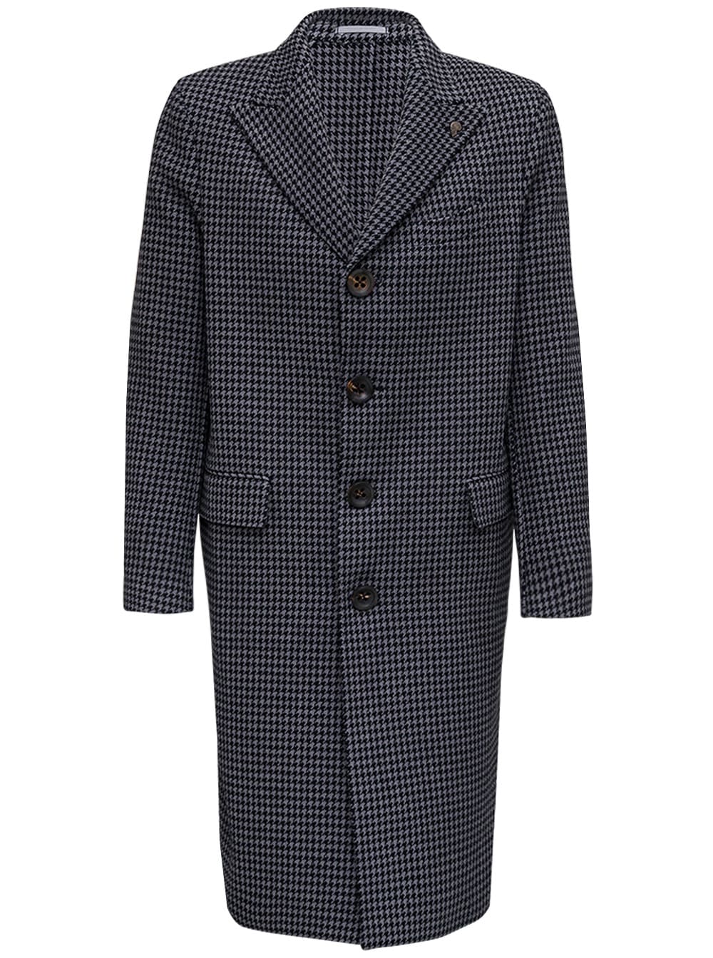 Gabriele Pasini single breasted houndstooth cotton blend long coat