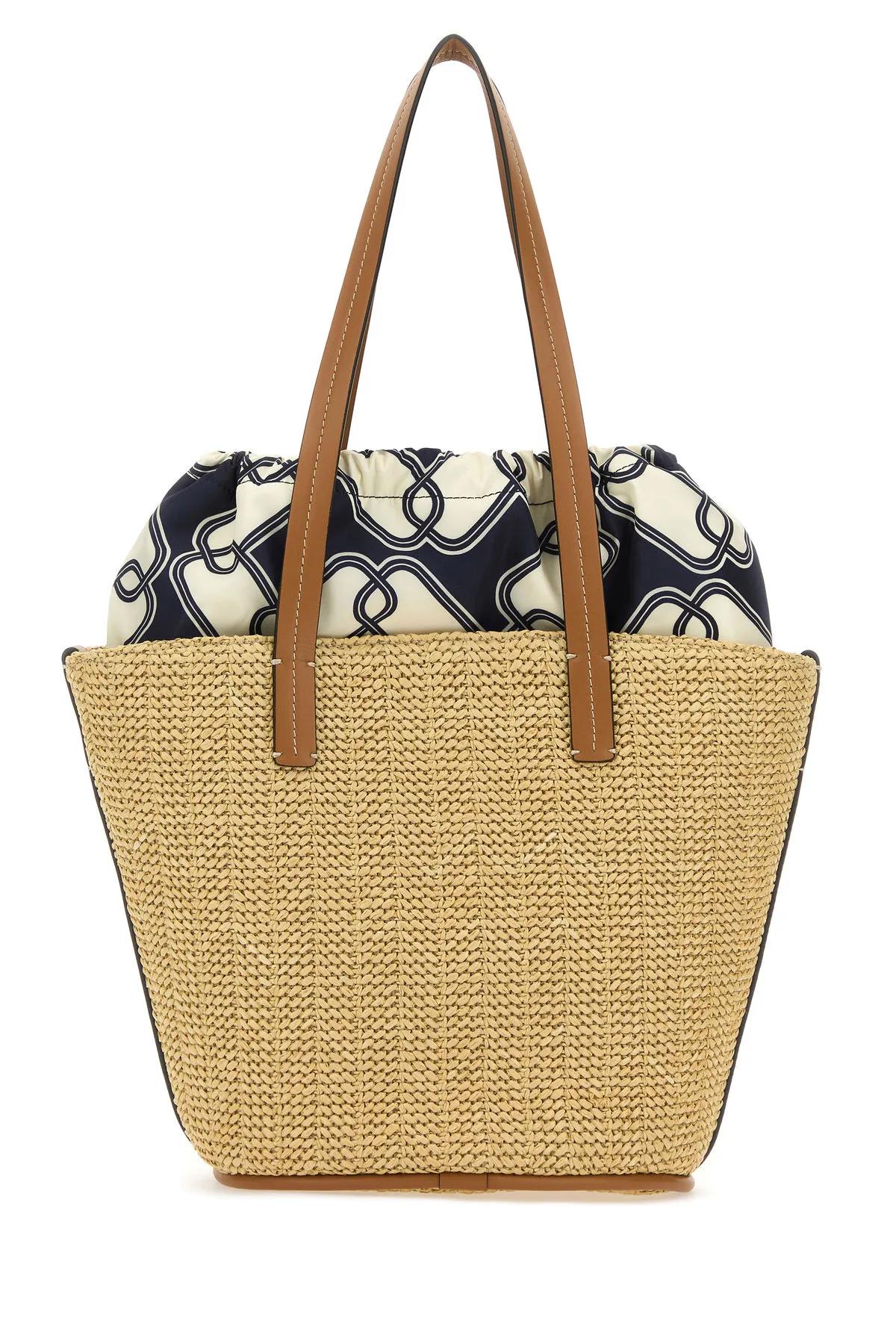 Moncler Raffia Small Hubba Shopping Bag In Beige