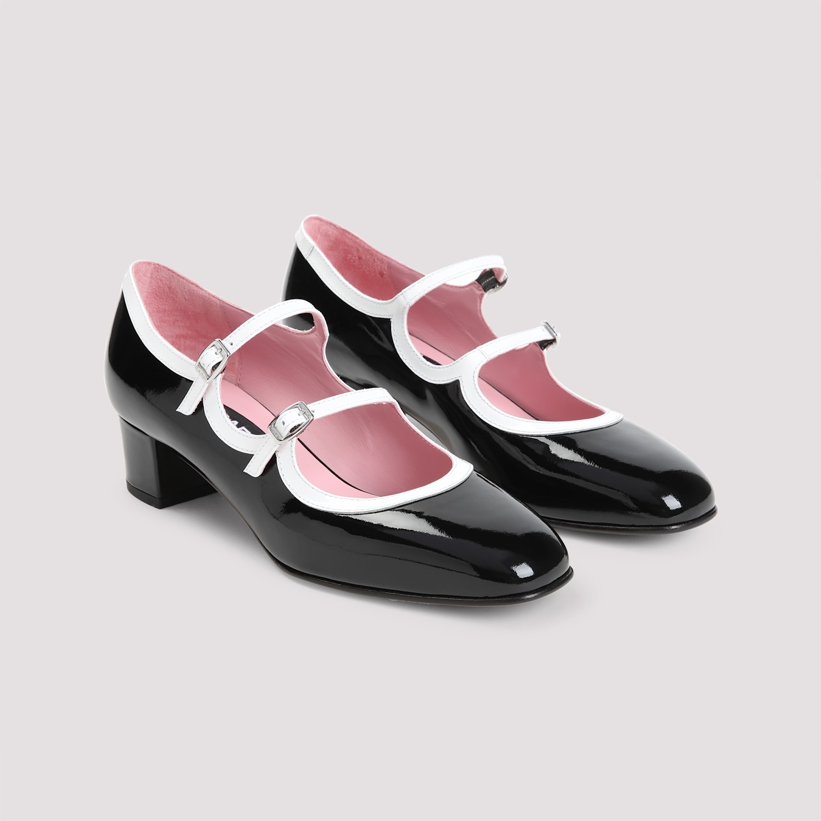 Carel Mary Jane00 Block Heel Round Toe In Black White