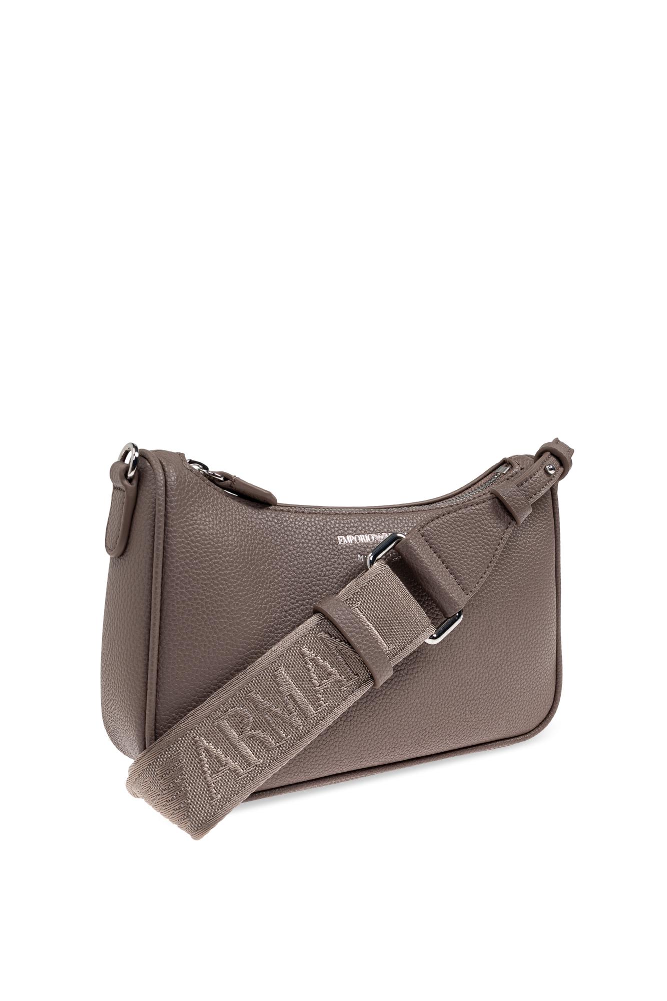 Emporio Armani Grey Logo-plaque Crossbody Bag In Gray