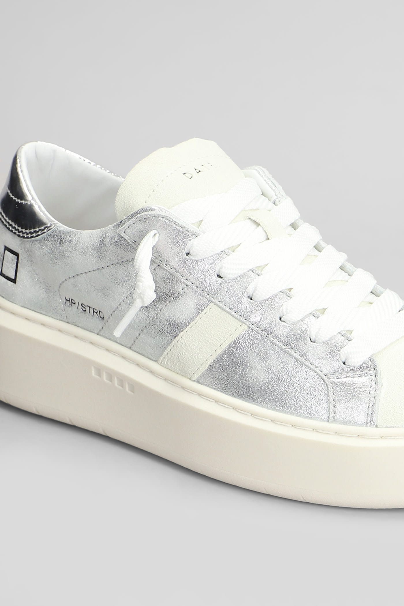 Shop Date Hill Low Platform Sneakers In Silver Suede And Leather