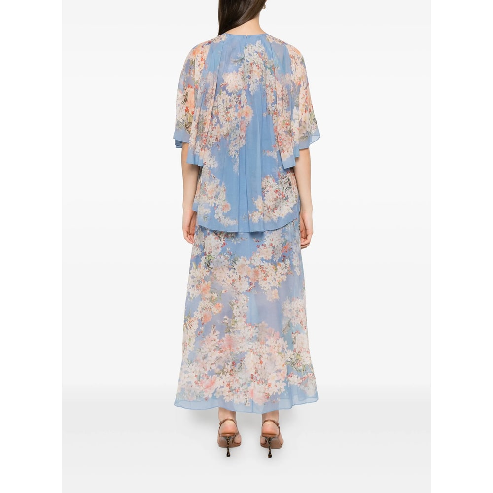 Zimmermann Maxi Floral-printed Silk Cotton Dress With Ruffles In Multi