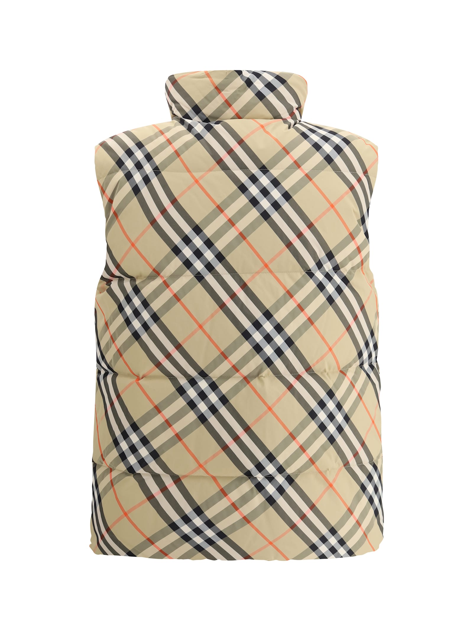 Shop Burberry Reversible Down Vest In Sand Ip Check