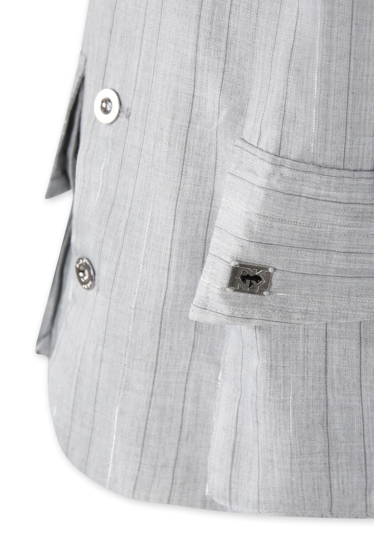 Dkny Metallic-thread Striped Vest In Grey