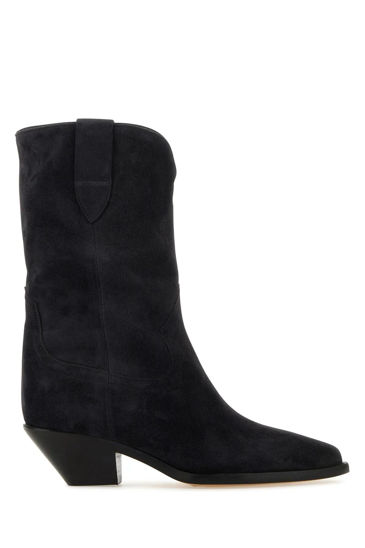 Shop Isabel Marant Slate Suede Ankle Boots In Black