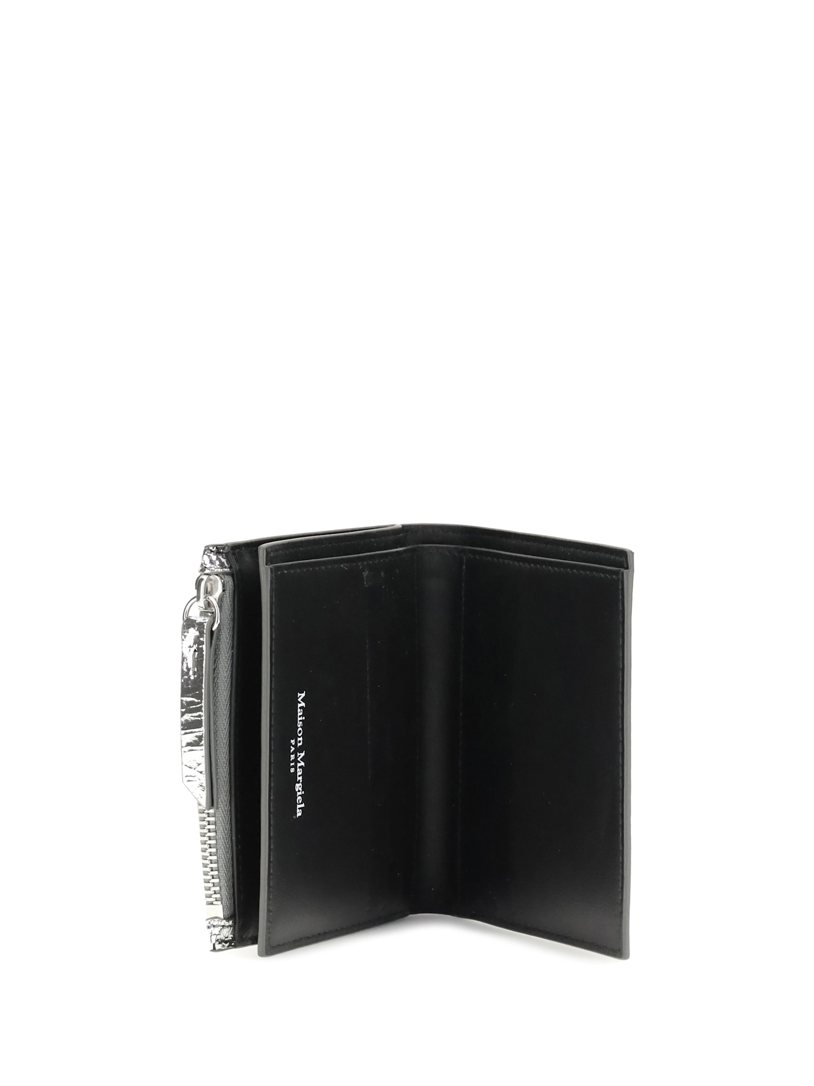 Maison Margiela Metallic Leathe Bi-fold Wallet In Silver