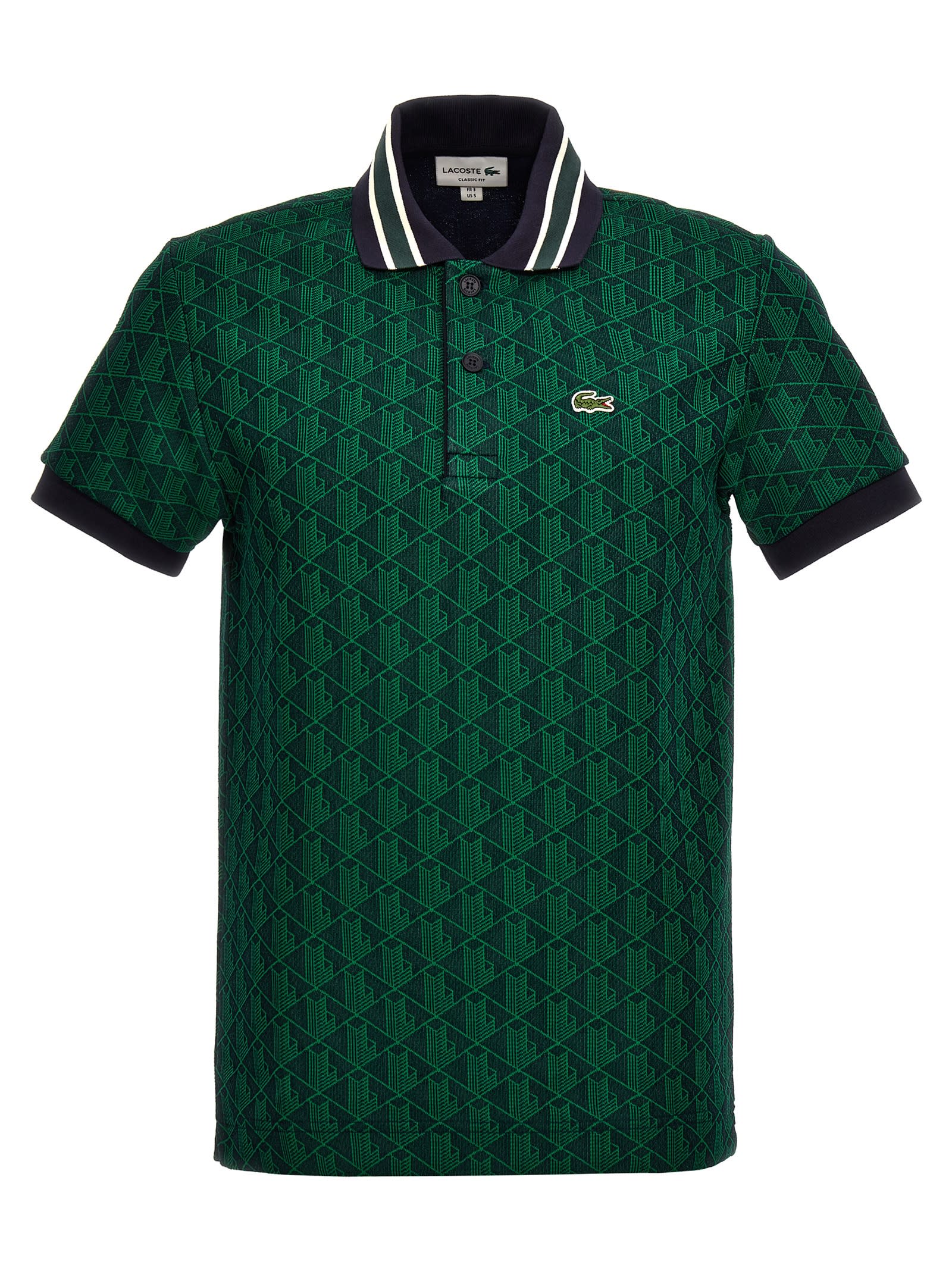 Shop Lacoste Jacquard Polo Shirt In Green
