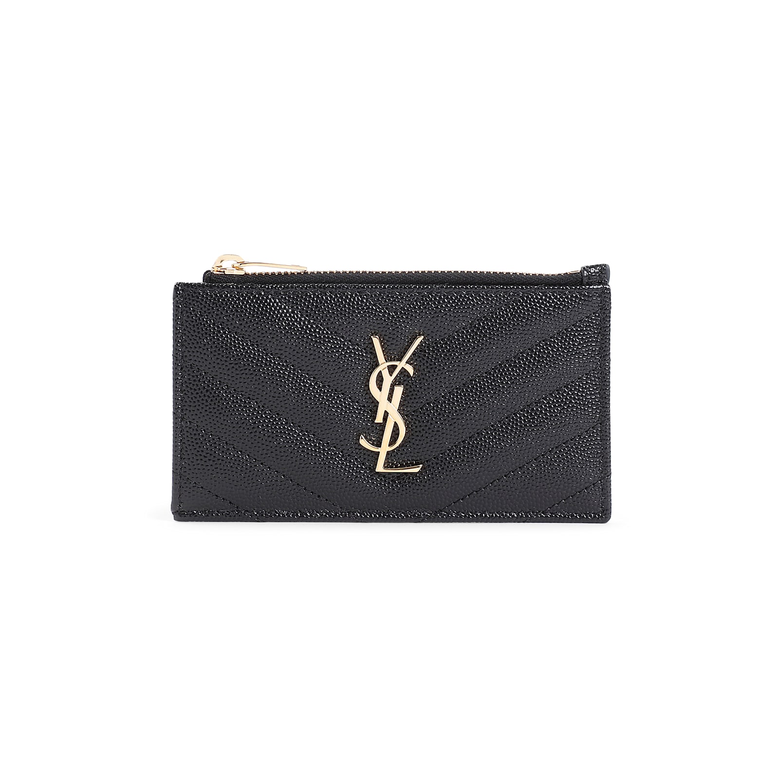 Saint Laurent Cassandre Leather Cardholder In Nero