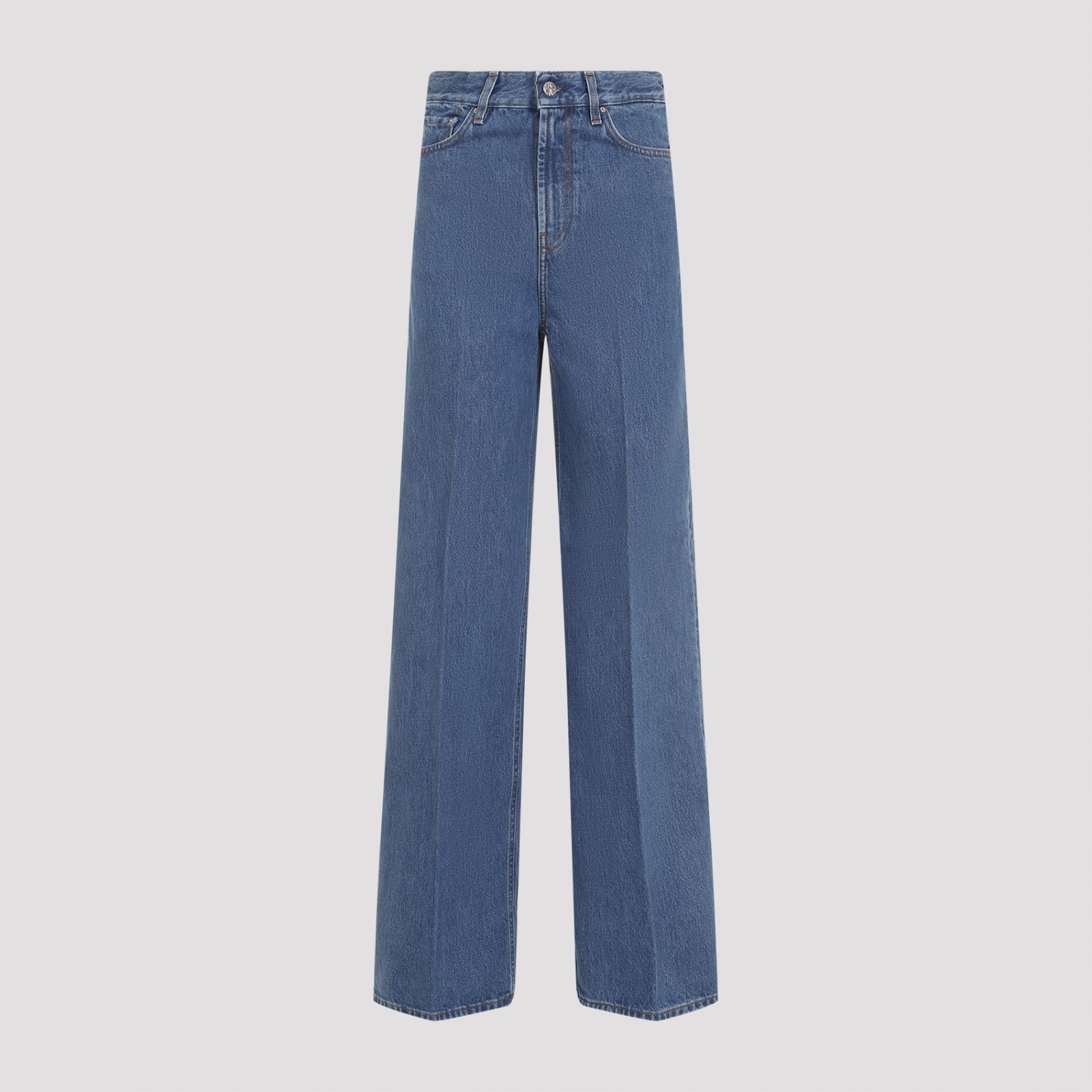 Shop Totême Wide Leg Jeans In Vibrant Blue