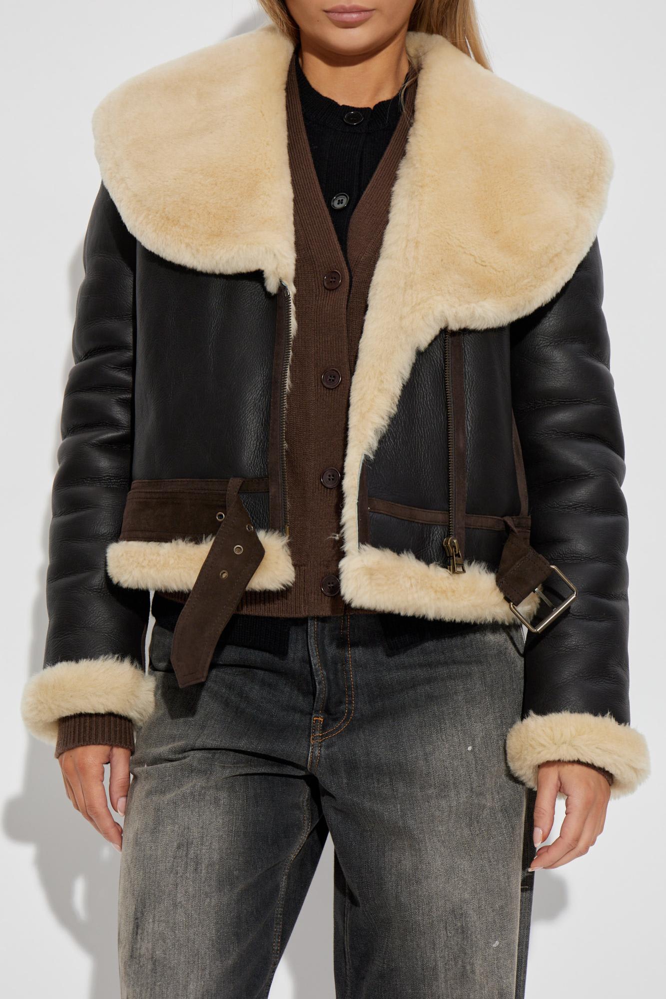 Jw Anderson Sheepskin Coat With Pockets In Black