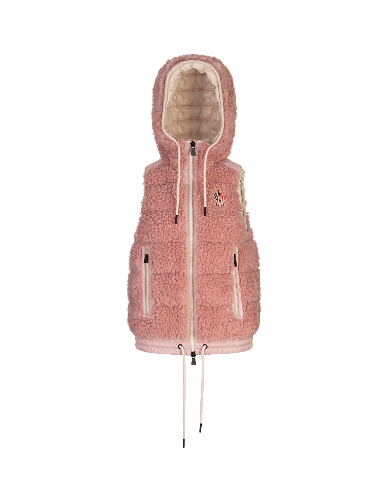 Shop Moncler Pink Teddy Padded Gilet