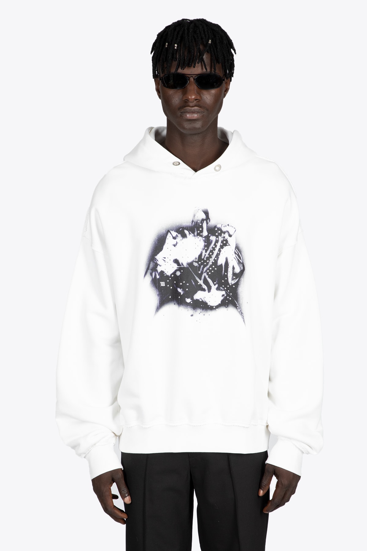 MISBHV Distant Dreams Hoodie Off-white cotton hoodie with front print and strass detail