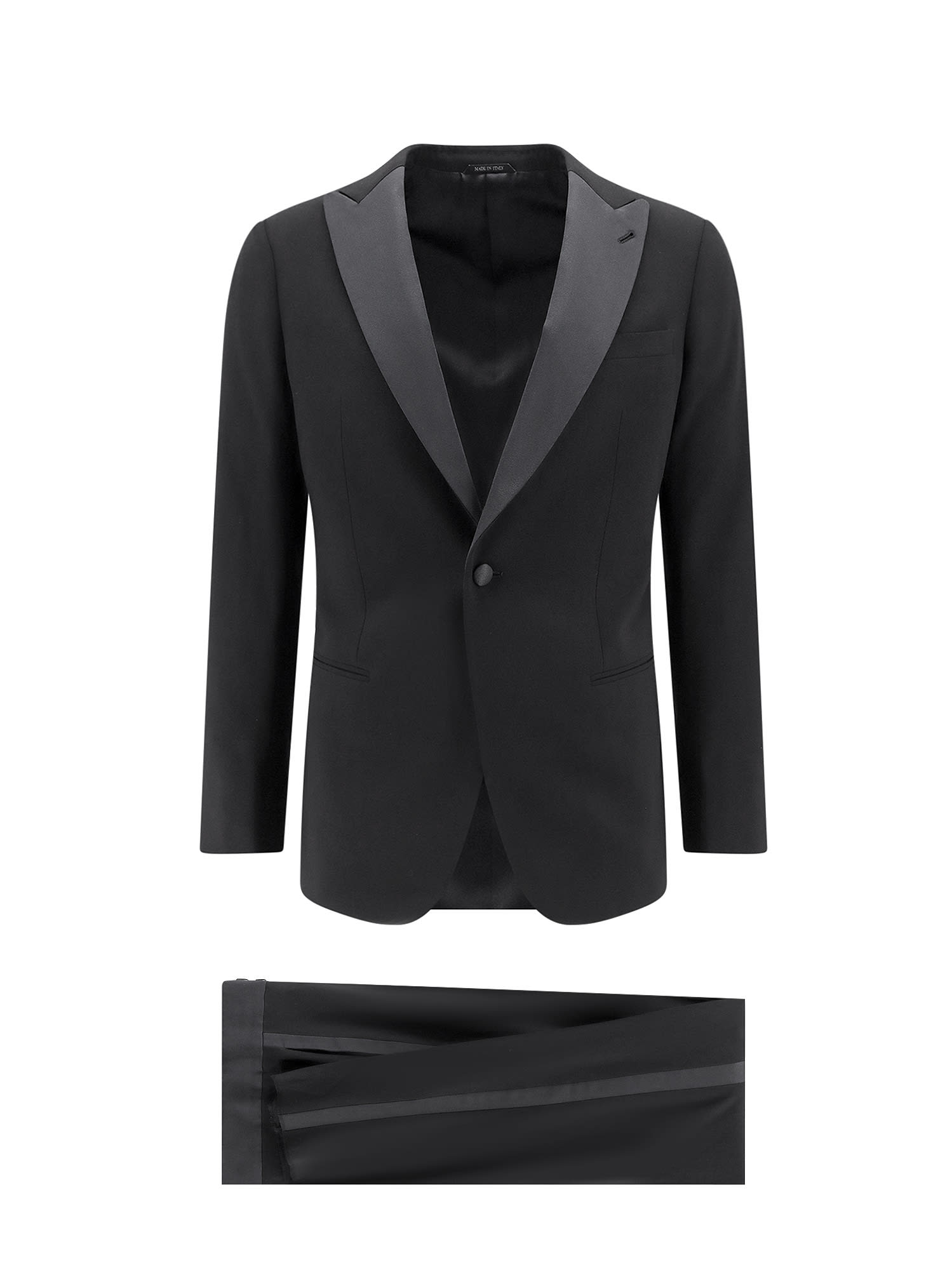 giorgio armani black fabric suit