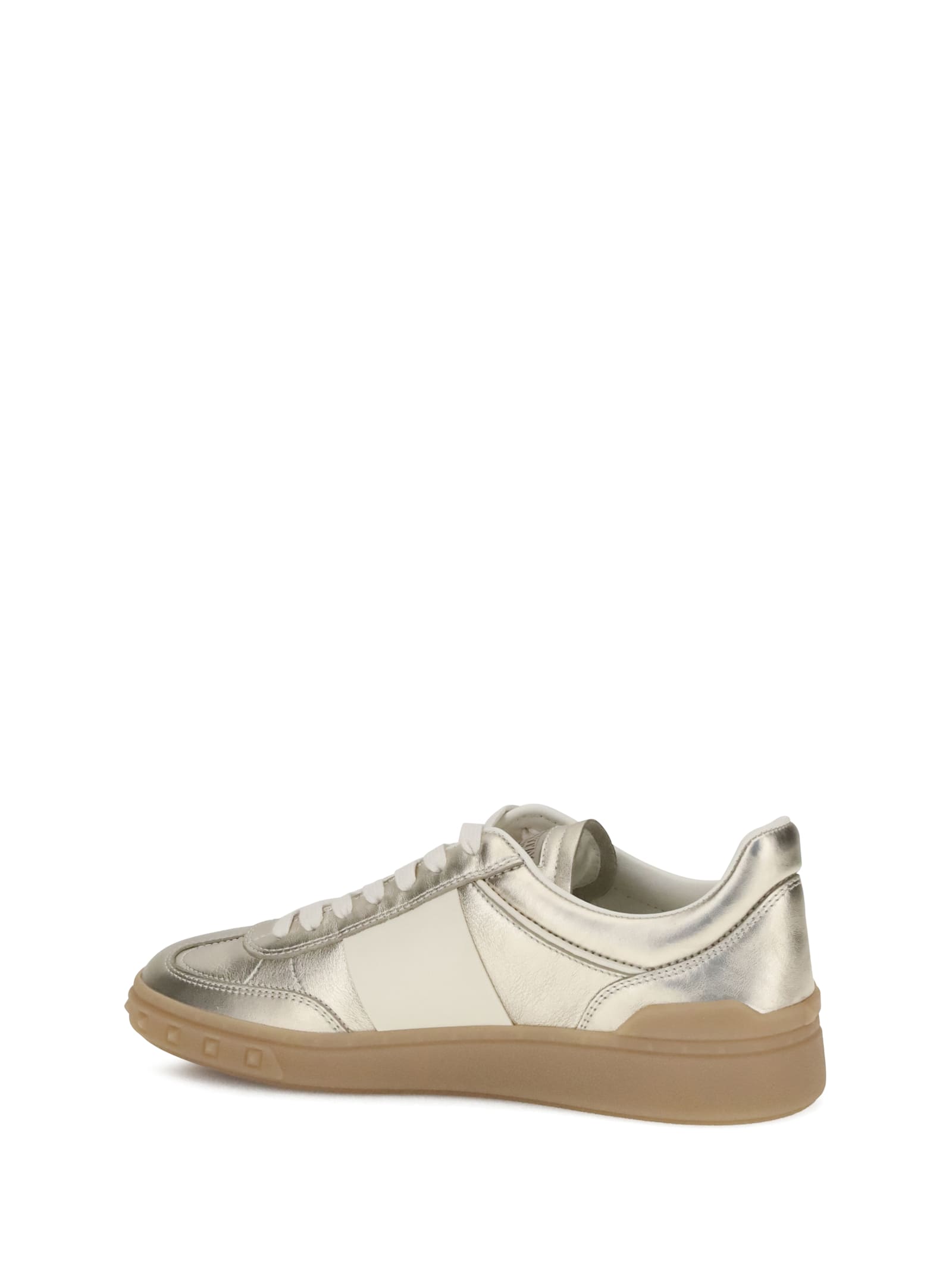 Valentino Village High-top Sneakers With Unique Leather Imperfections In Silver