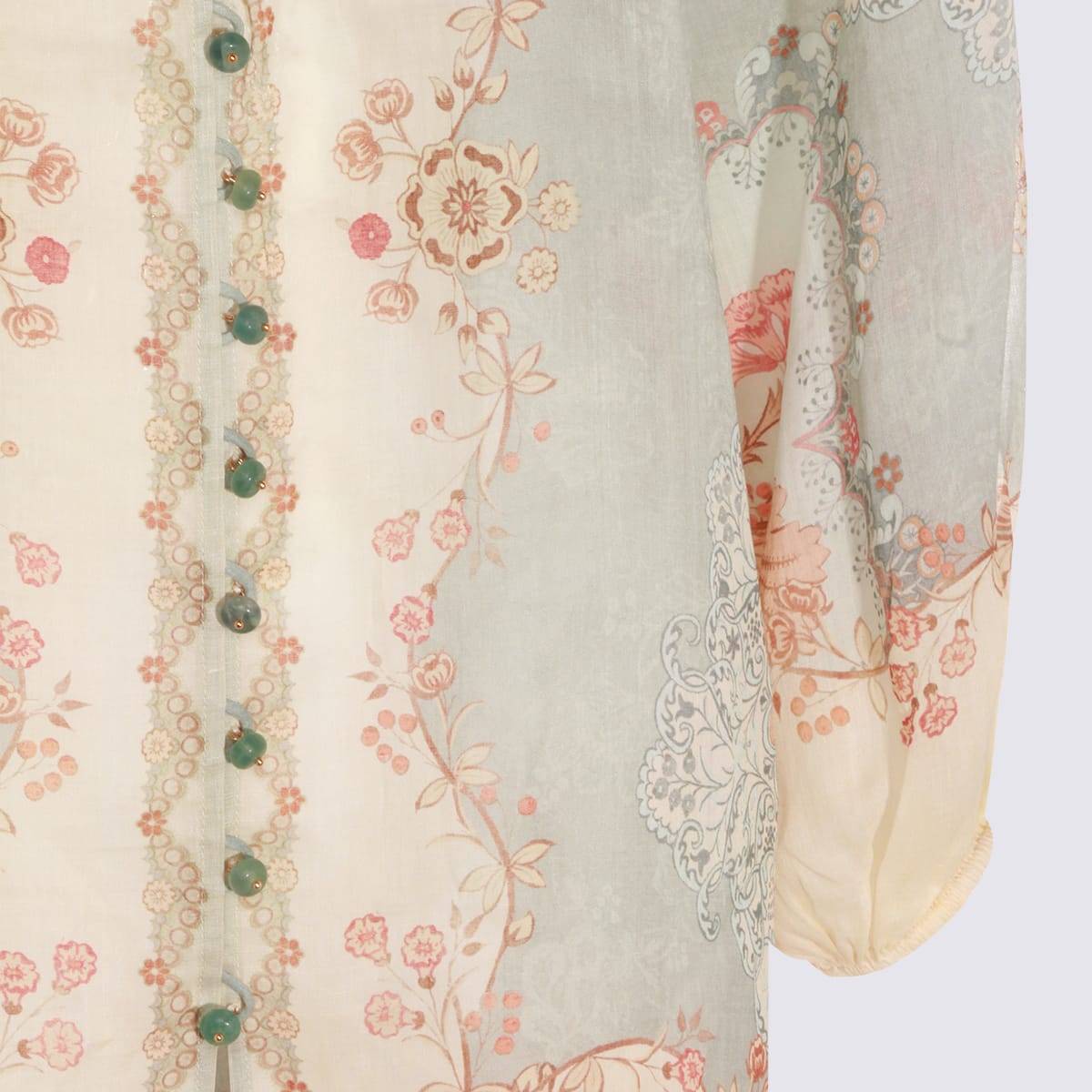 Zimmermann Womens Wallpaper Floral Mint Daylight Balloon-sleeves Woven Blouse Xs In Multi
