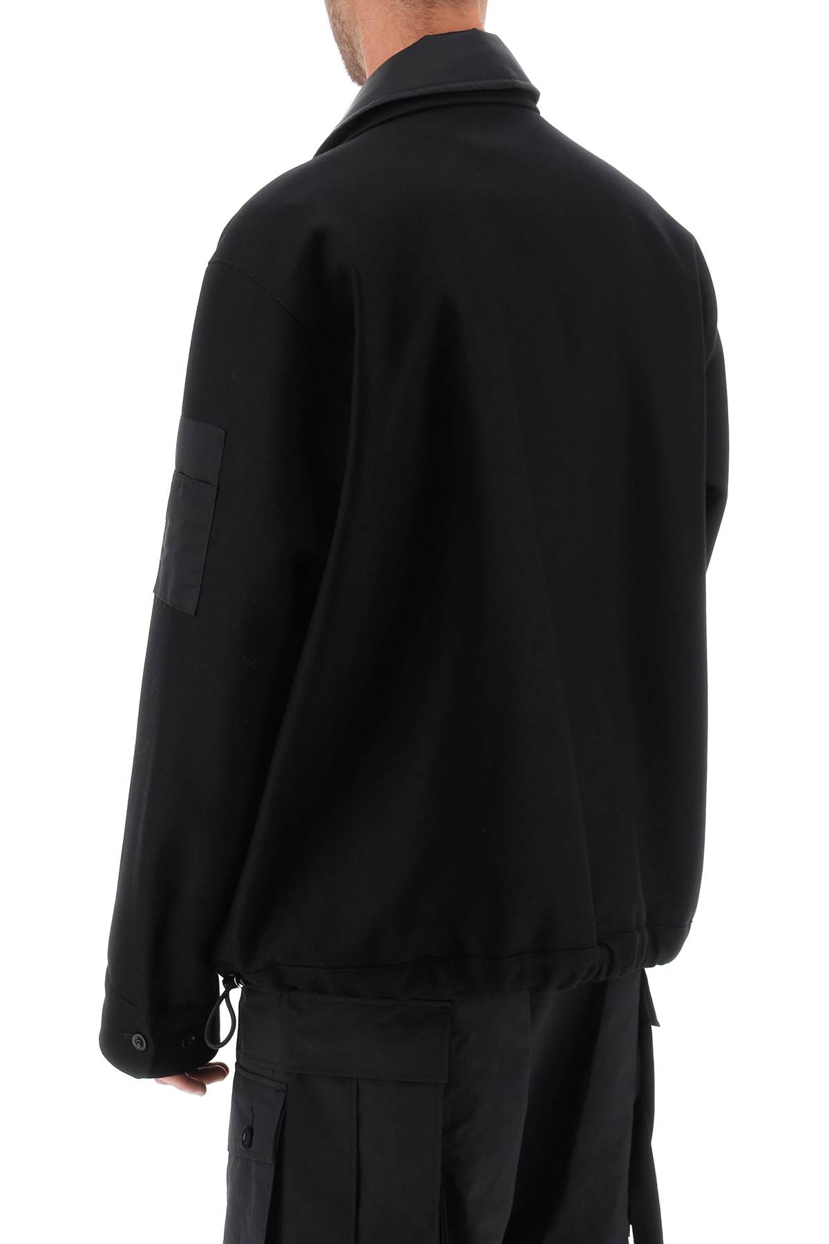 Shop Sacai Melton Wool Blouson Jacket In Black