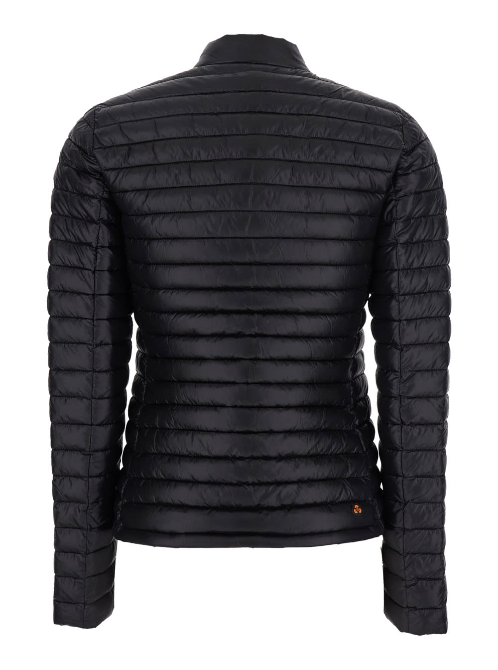 Save The Duck Twinkle Black Down Jacket With High Neck And Logo Patch On The Sleeve In Tech Fabric Woman In Black