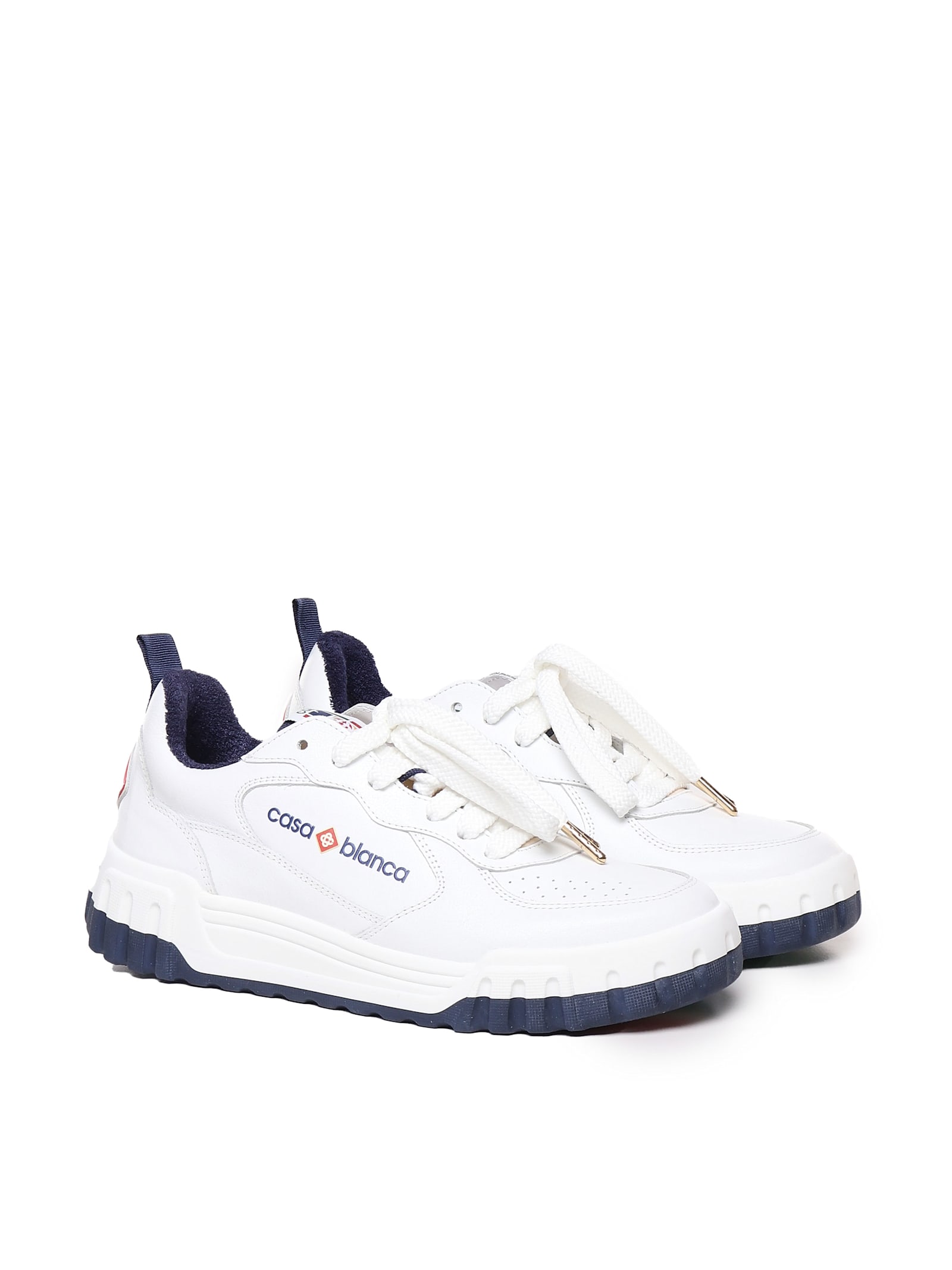 Shop Casablanca Sneakers Logo Retrò Style In Navy / White