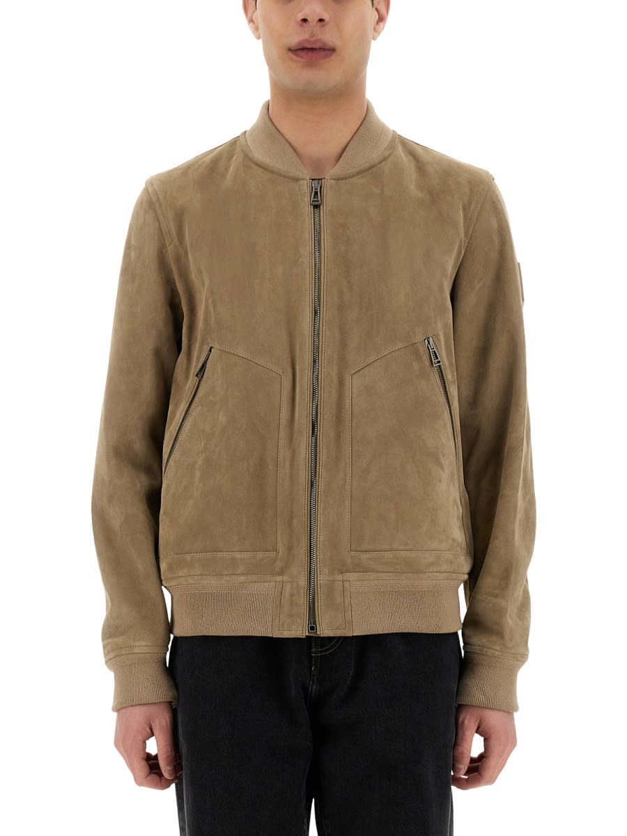 Belstaff Ribbed Cuffs Zip Pockets Jacket In Beige