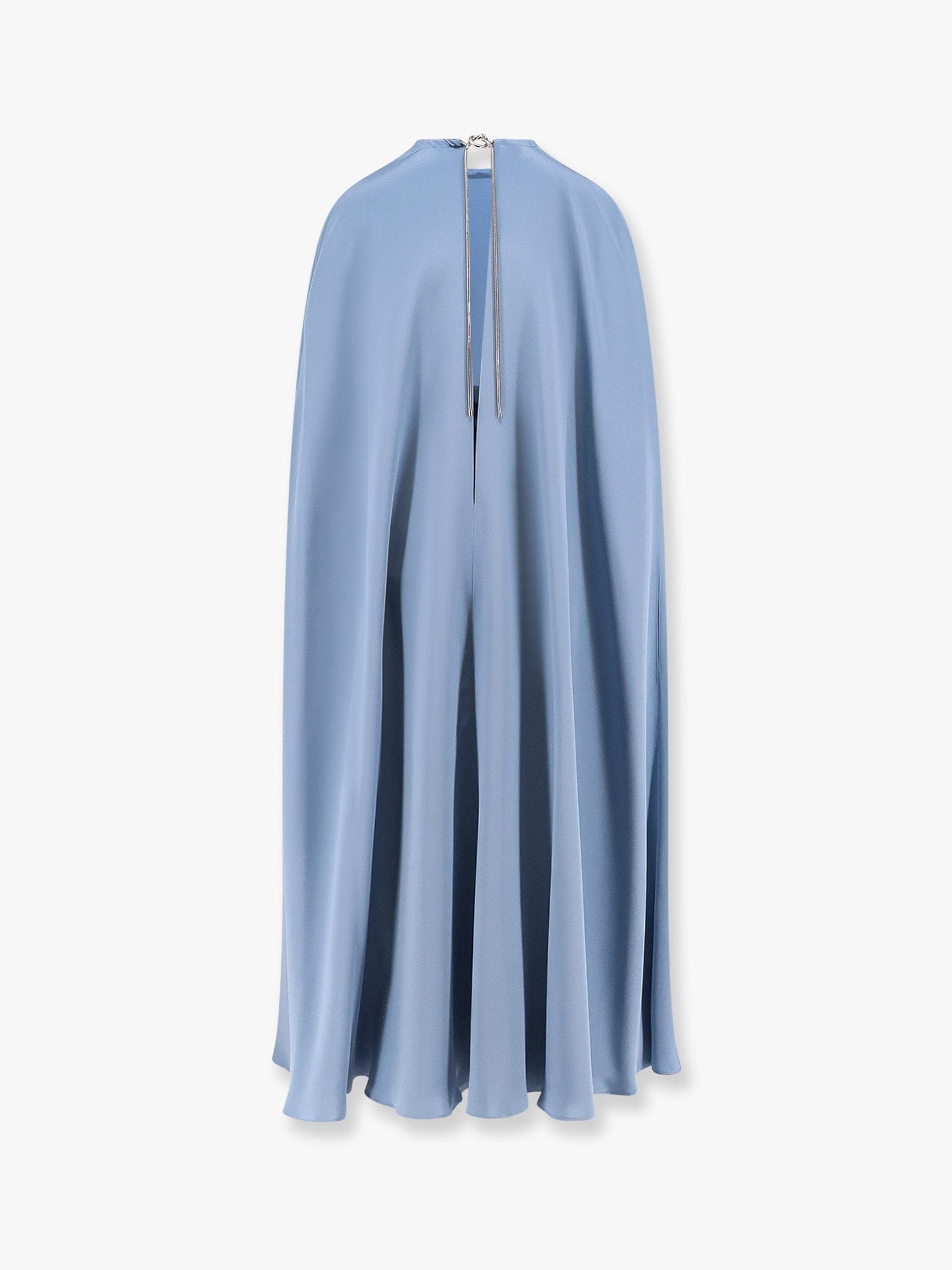Max Mara Pianoforte Women Managua Pure Silk Crepe De Chine Dress With Cape In Light Blue