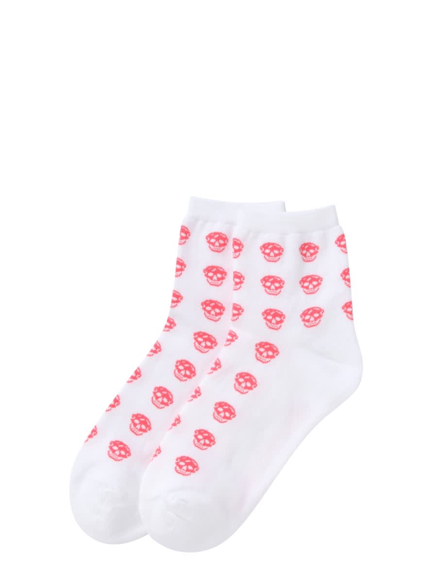 Shop Alexander Mcqueen Short Skull Sock In White