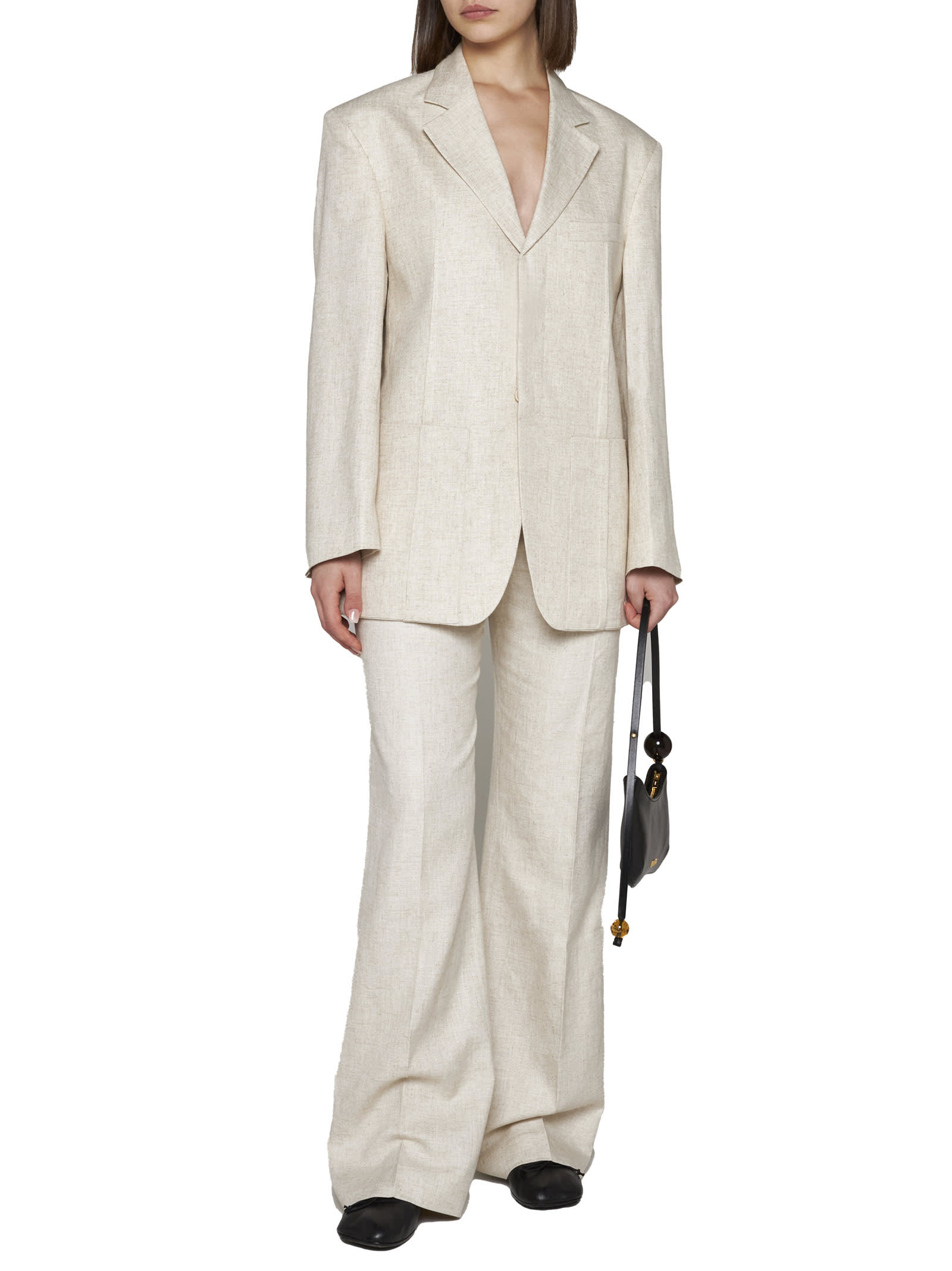 Jacquemus La Veste Tibau Linen-blend Blazer In Light Beige