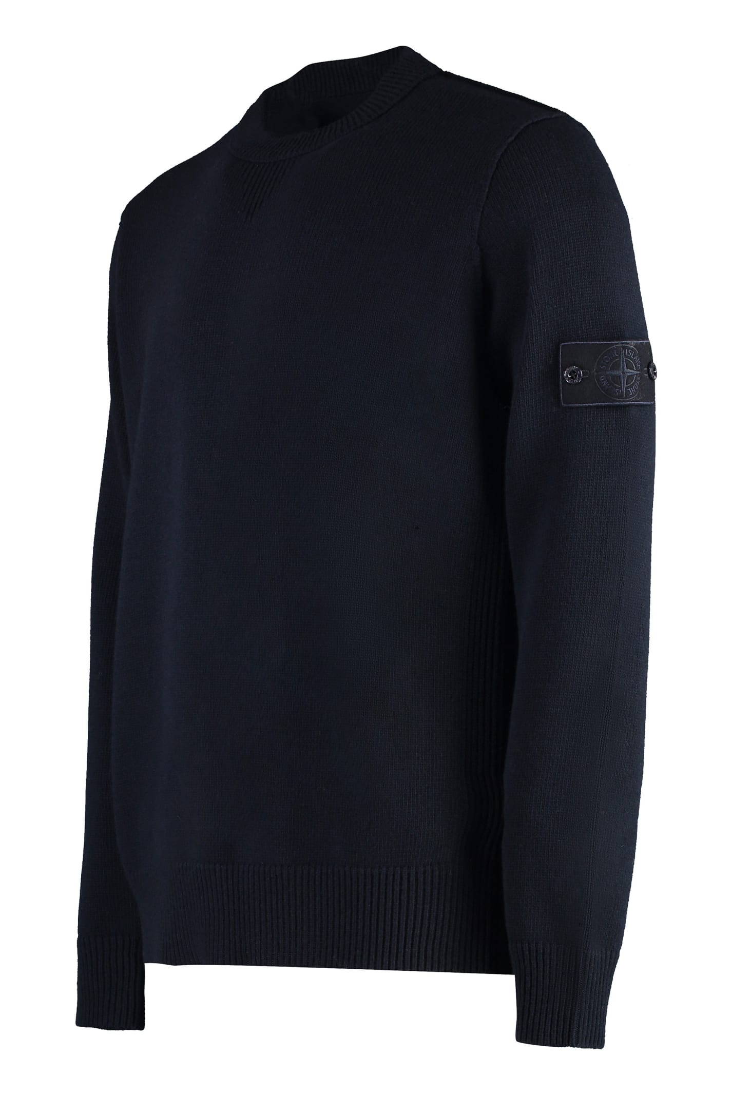 Shop Stone Island Ghost - Virgin Wool Crew-neck Sweater In Blue