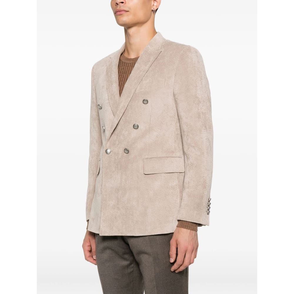 Reveres 1949 Double-breasted Corduroy Jacket In Neutral