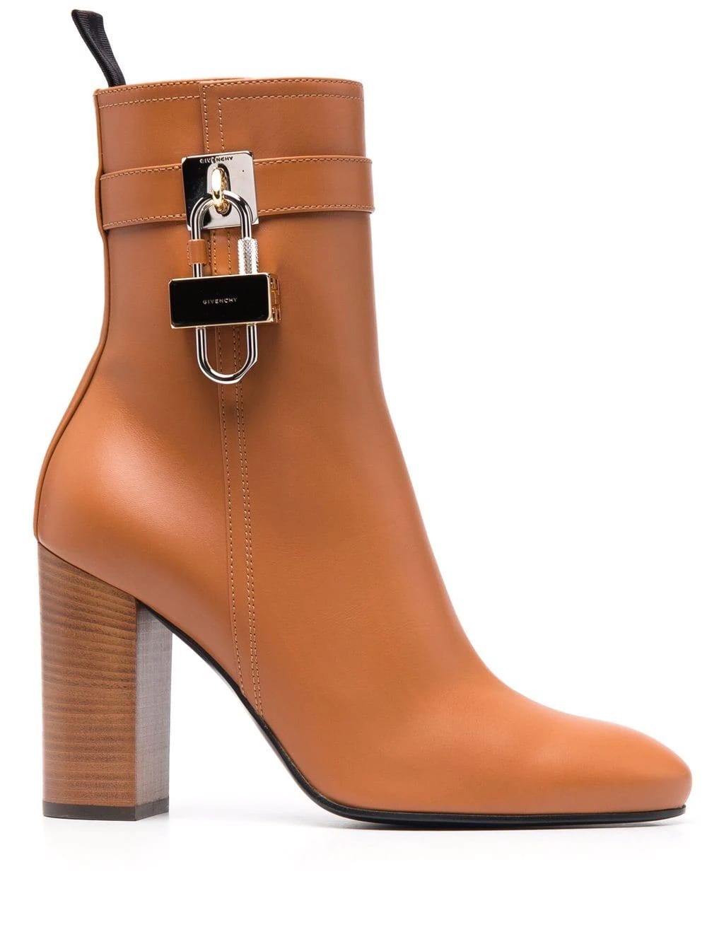 Buy Givenchy Light Brown Leather Ankle Boot With Padlock online, shop Givenchy shoes with free shipping