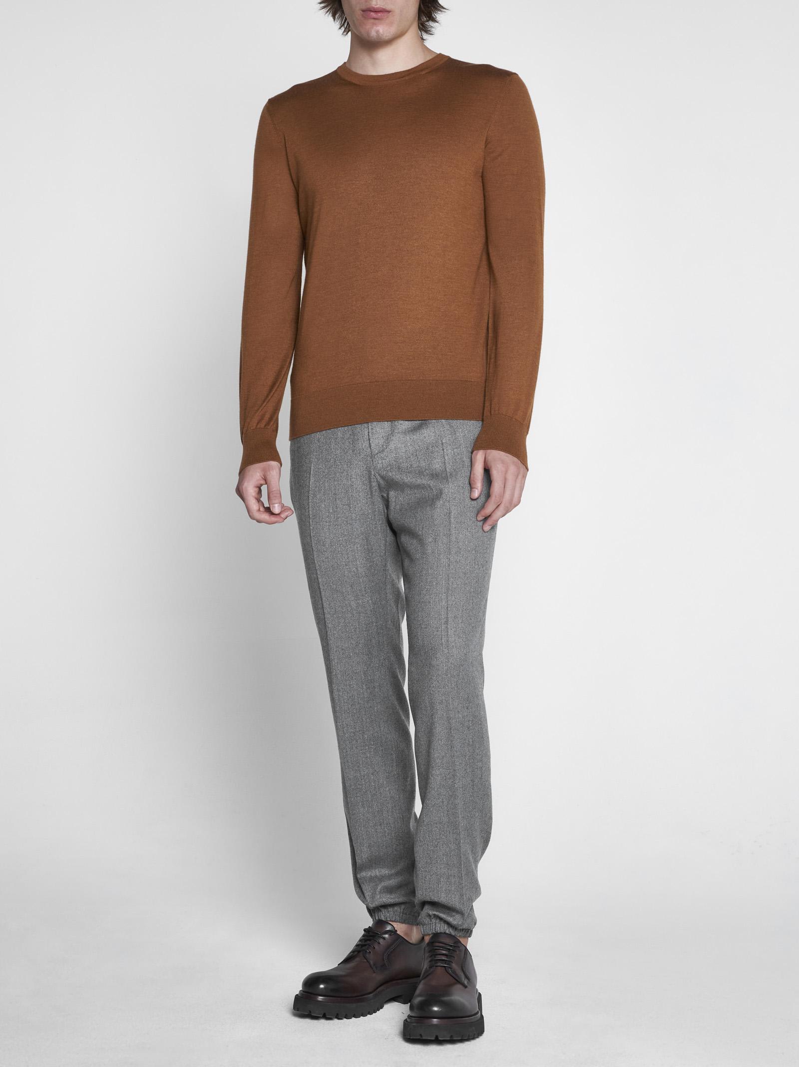 Shop Zegna Cashmere And Silk Sweater In Brown