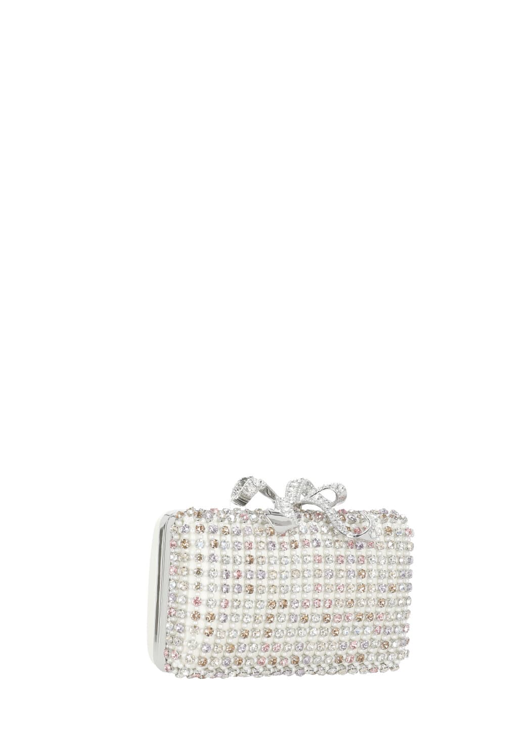 Self-portrait Multi Crystal Clutch Bag In White