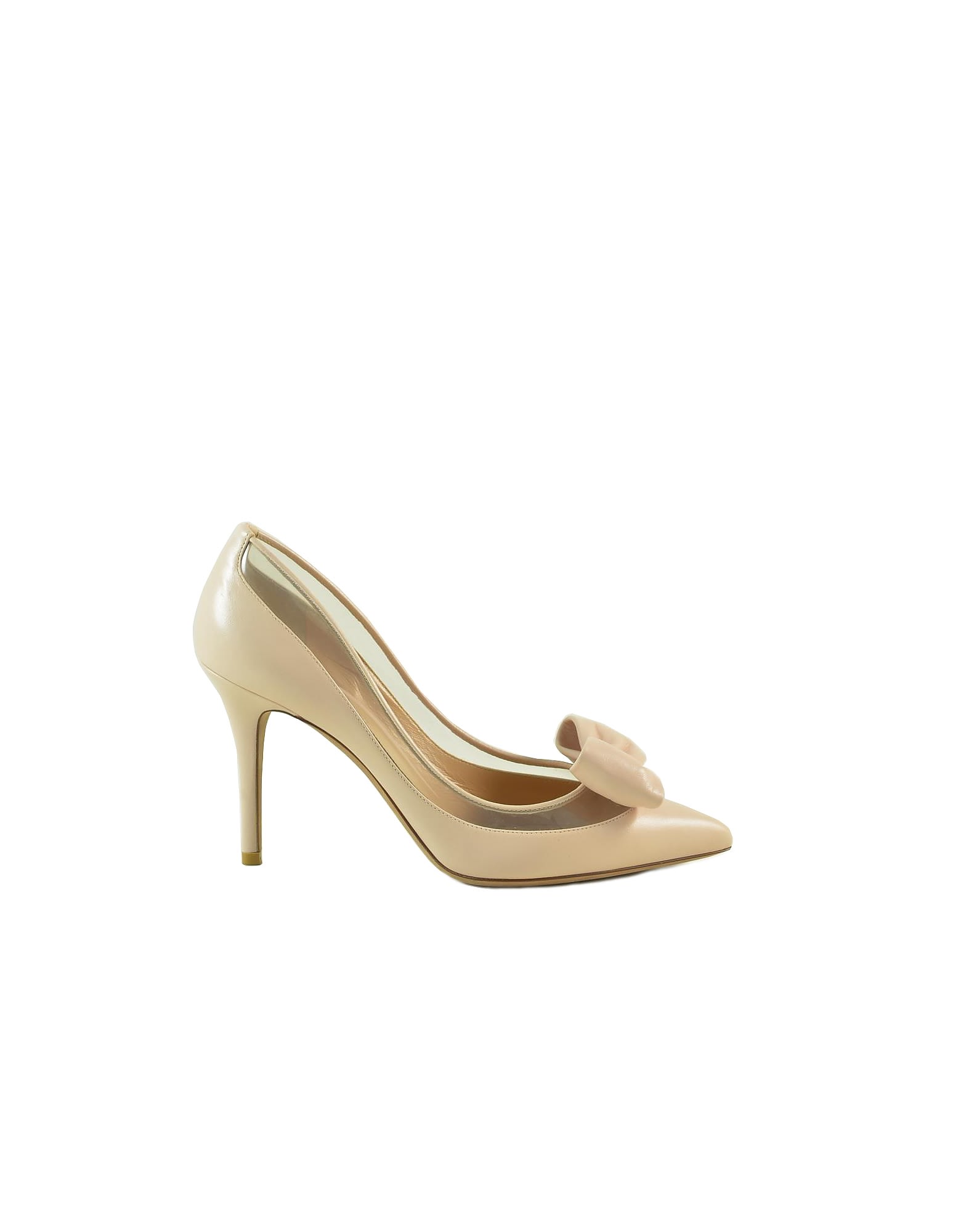 Valentino Nude Leather And Transparent Pvc Bow Pumps