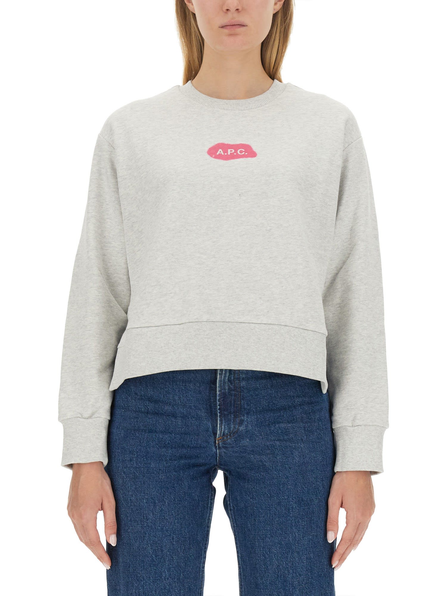 Shop Apc Sweatshirt With Logo In Gris